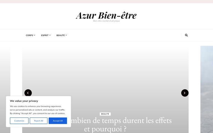 Screenshot of azurbienetre.com