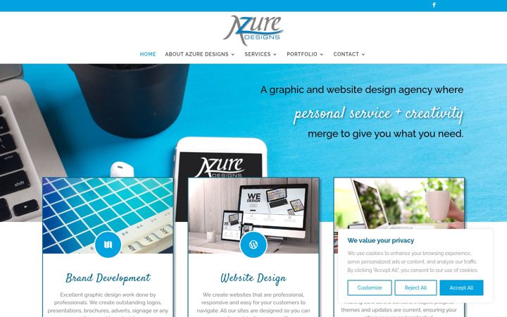 Skærmbillede af azuredesigns.co.za
