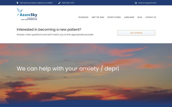 Screenshot of azureskychiro.com