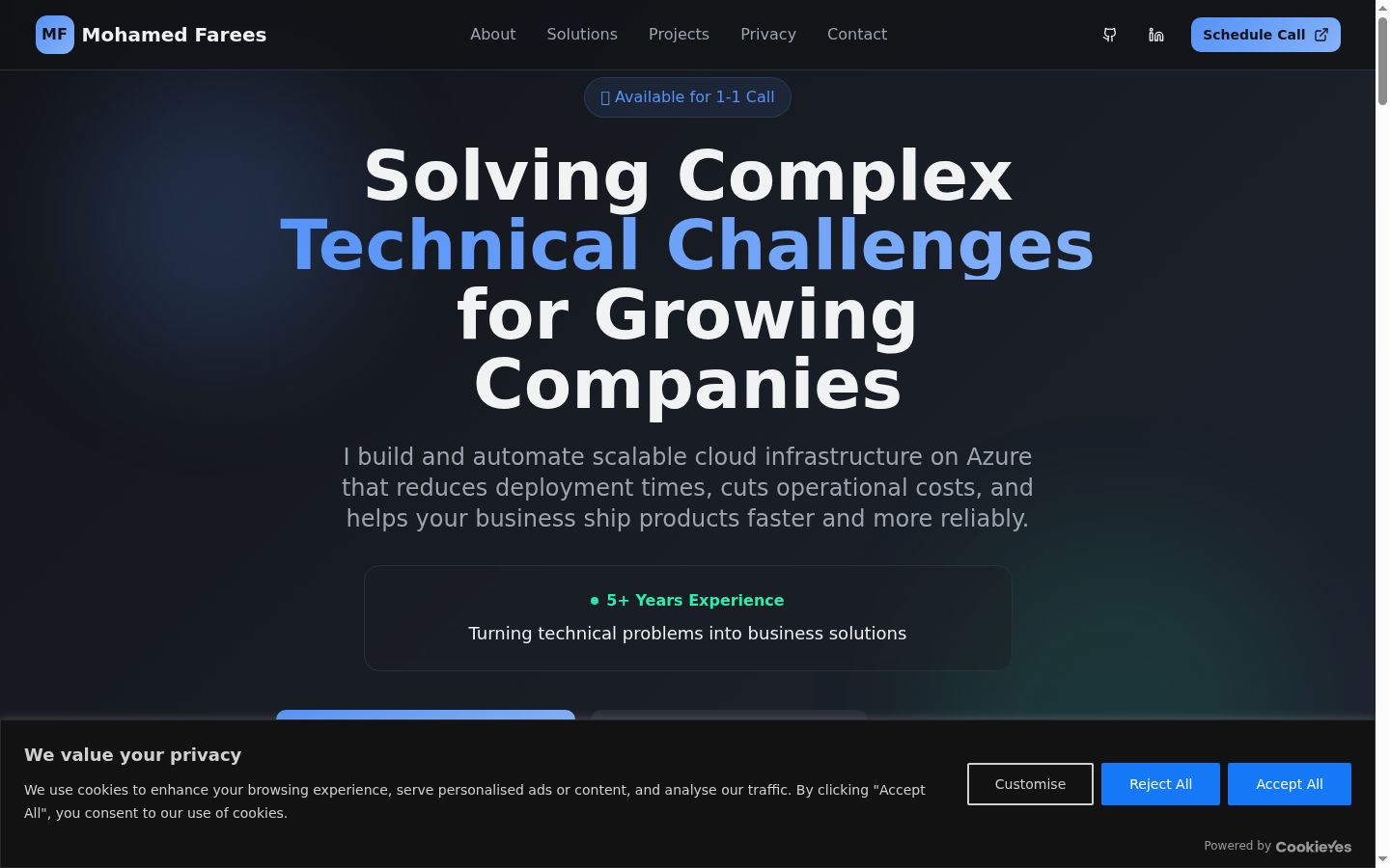 Screenshot of the consent banner shown before any interaction