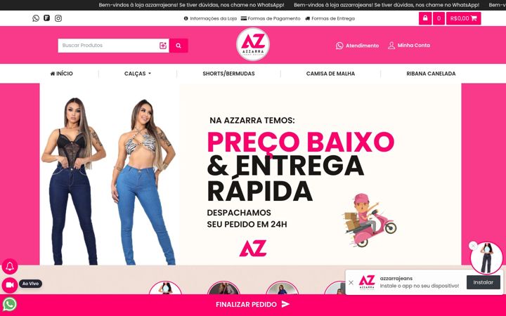 Screenshot of azzarrajeans.com.br