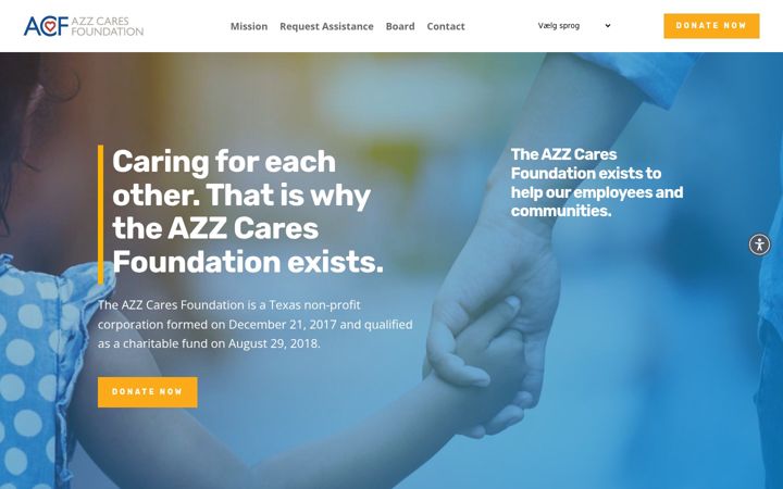 Screenshot of azzcaresfoundation.org