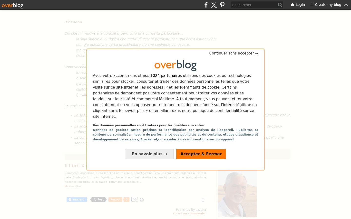 Screenshot del banner di consenso mostrato prima di qualsiasi interazione
