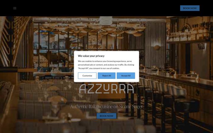 Ekrano kopija azzurrarestaurant.co.uk