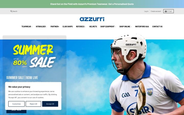 Snimka zaslona za azzurri.ie