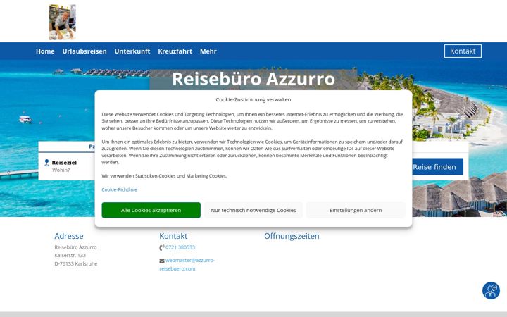 Snimka zaslona za azzurro-reisebuero.de