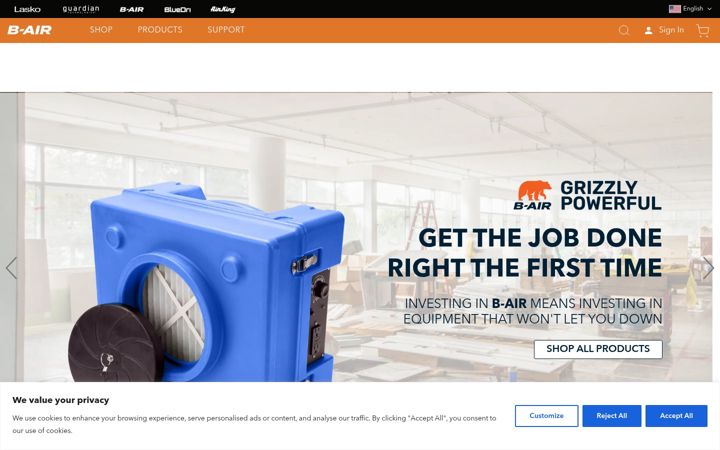 Screenshot of b-air.com