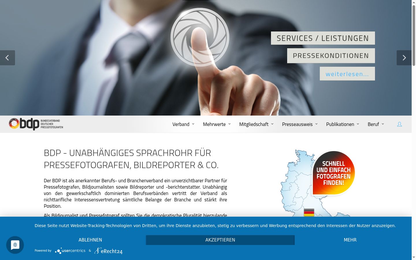 Képernyőkép a bármilyen interakció előtt megjelenő hozzájárulási bannerről