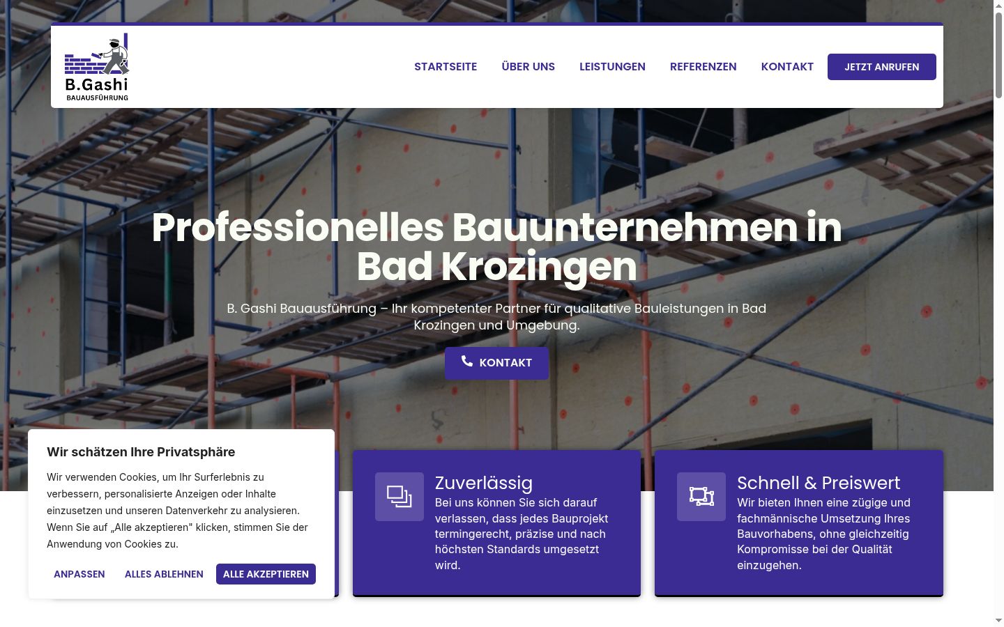 Screenshot des Einwilligungsbanners vor jeglicher Interaktion
