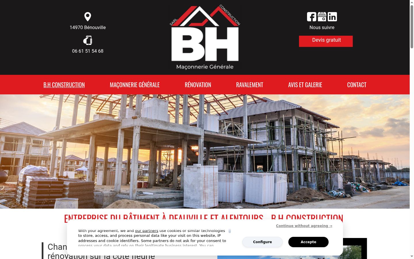 Képernyőkép a bármilyen interakció előtt megjelenő hozzájárulási bannerről