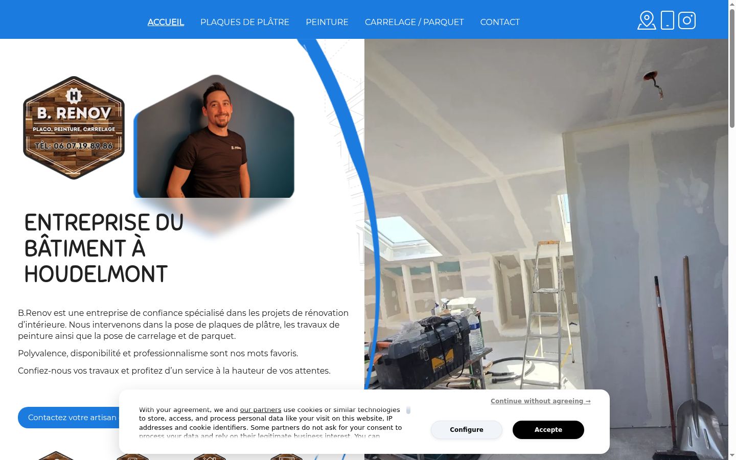 Capture d'écran de la bannière de consentement affichée avant toute interaction