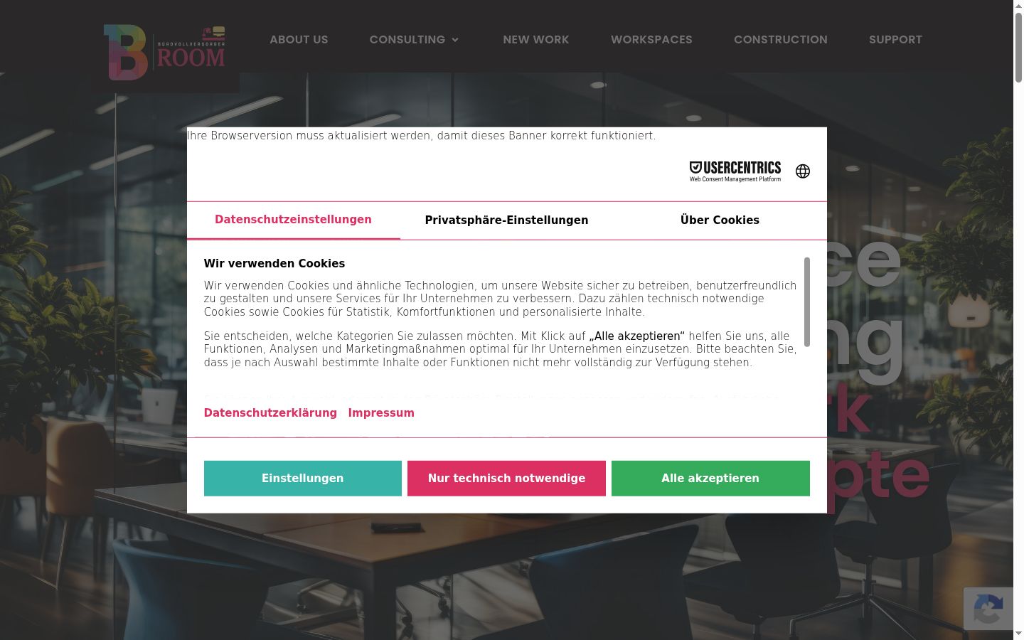 Screenshot of the consent banner shown before any interaction