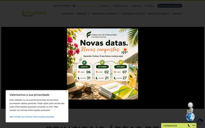 Screenshot stránky b-training.pt