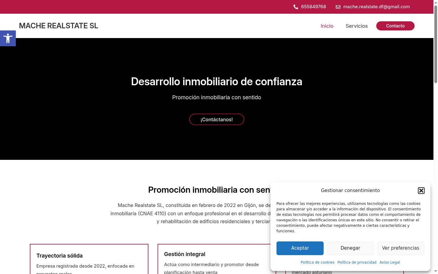 Screenshot of the consent banner shown before any interaction