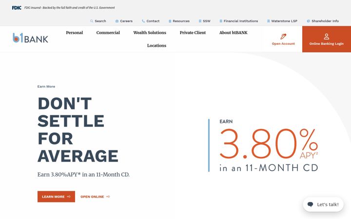 Screenshot of b1bank.com