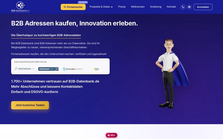 Screenshot of b2b-datenbank.de