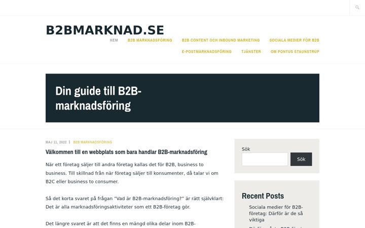 Ekraanipilt saidist b2bmarknad.se