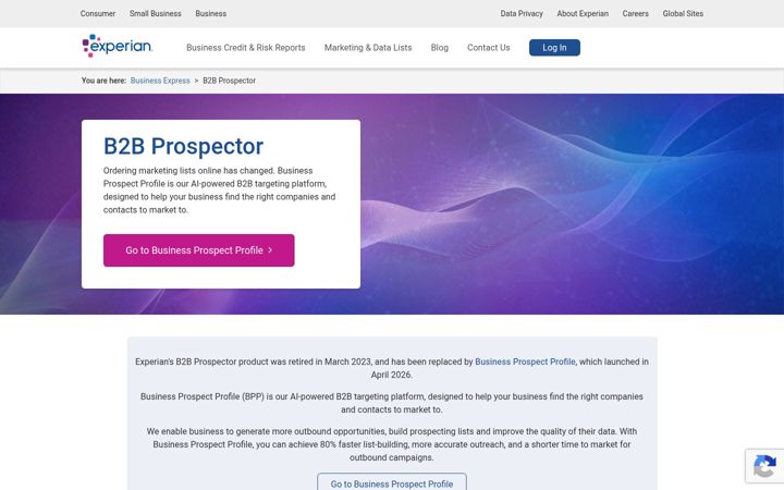 Screenshot of b2bprospector.co.uk