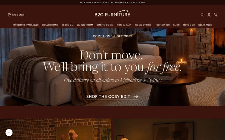 Skärmbild av b2cfurniture.com.au