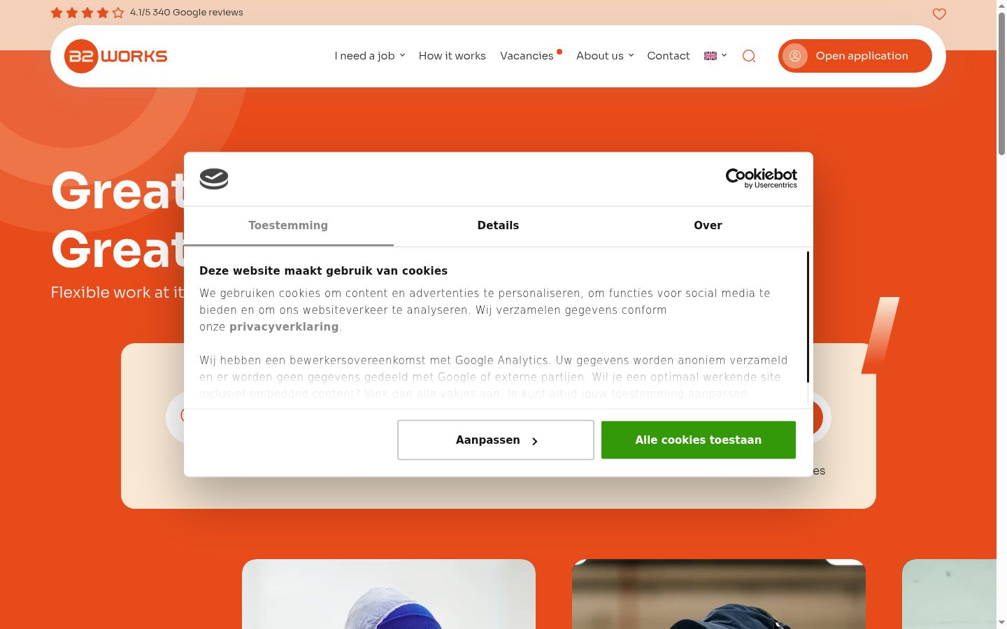 Skærmbillede af samtykkebanneret, som det blev vist før nogen interaktion