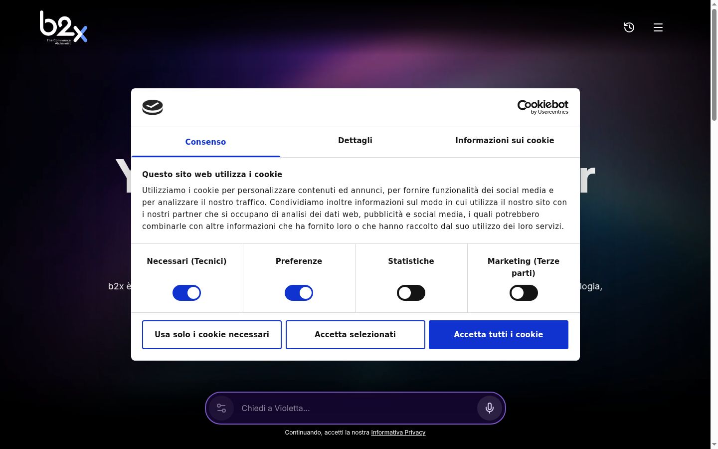 Snímek obrazovky baneru souhlasu zobrazeného před jakoukoli interakcí