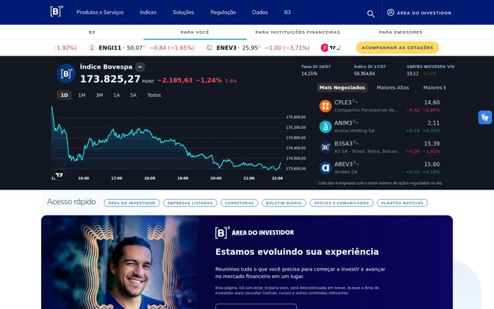Zrzut ekranu b3.com.br