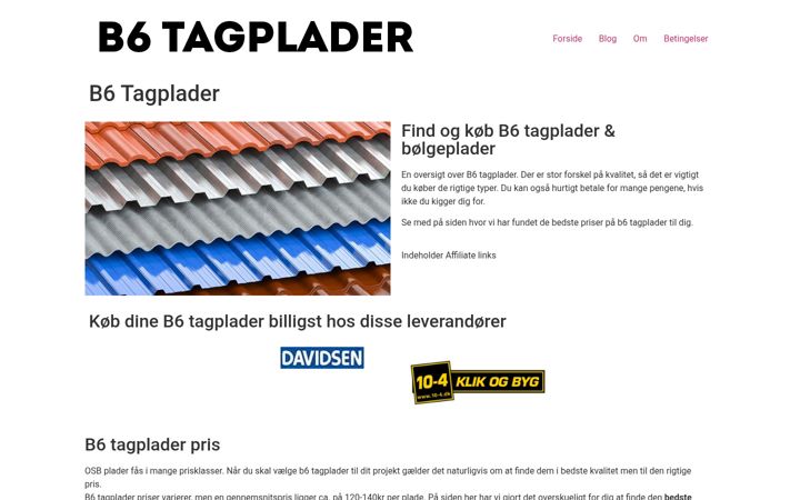 Screenshot of b6-tagplader.dk