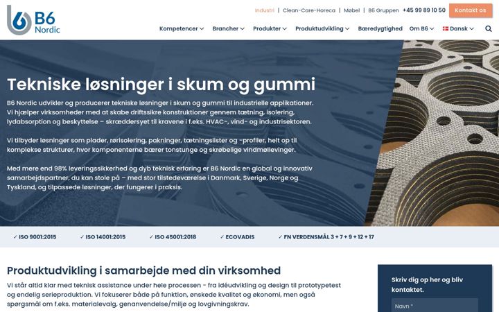 Screenshot of b6industri.dk
