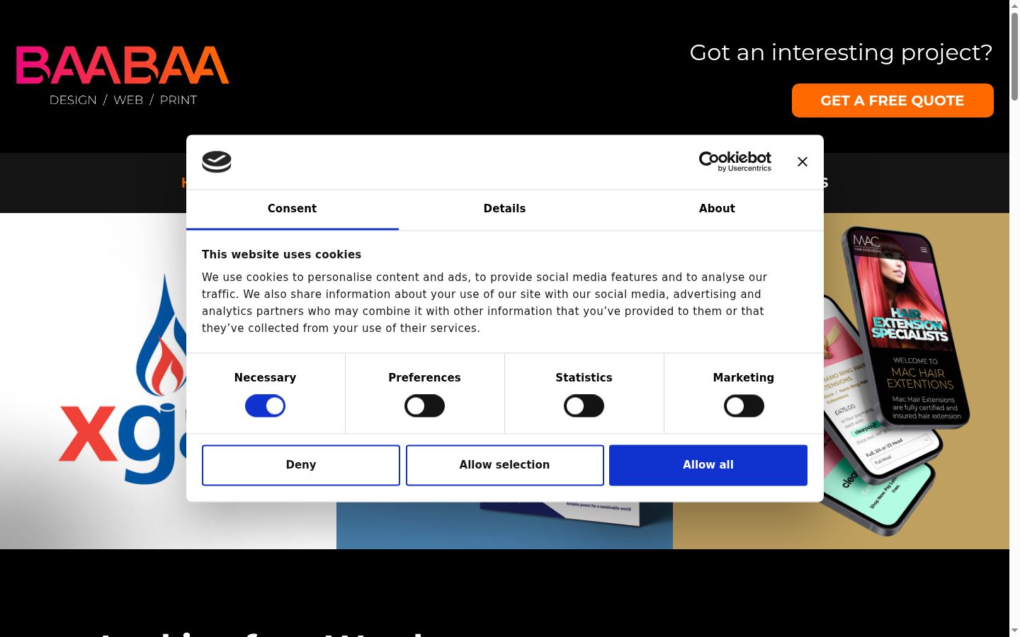Screenshot del banner di consenso mostrato prima di qualsiasi interazione