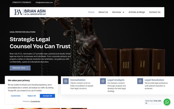 Screenshot of baadvocates.com