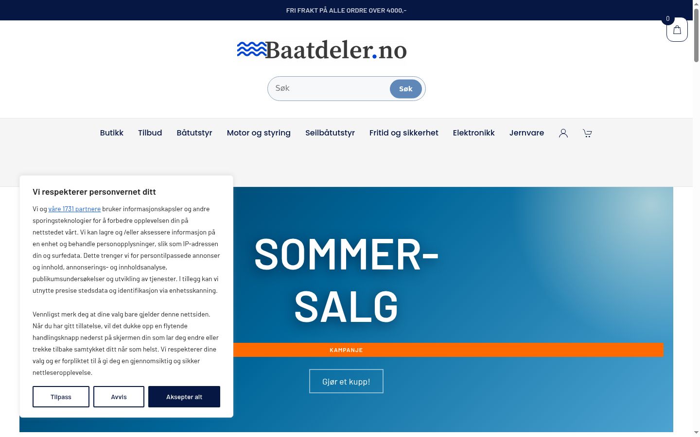 Screenshot del banner di consenso mostrato prima di qualsiasi interazione