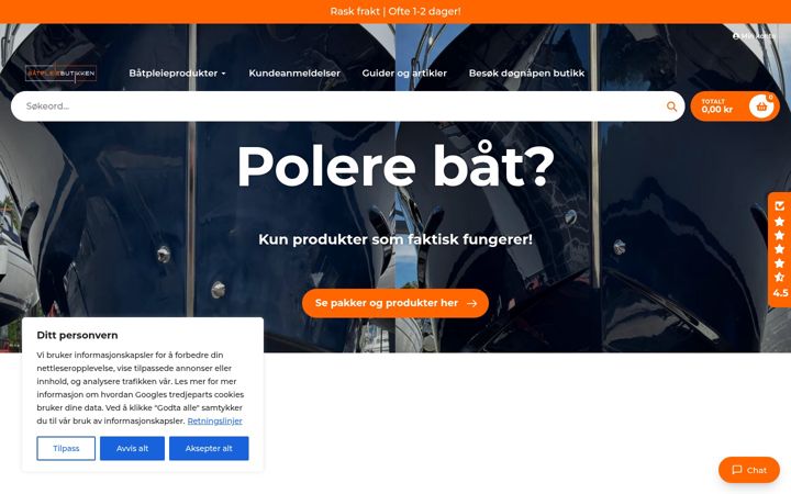 Screenshot of baatpleiebutikken.no