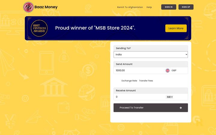 Screenshot of baazmoneytransfer.co.uk