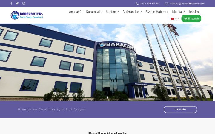 Screenshot of babacantekstil.com