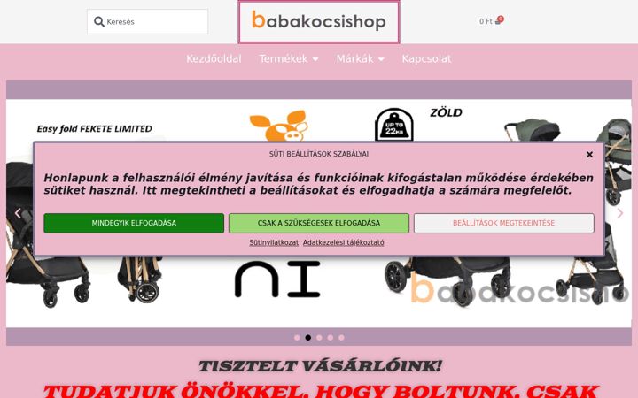 Screenshot of babakocsishop.hu