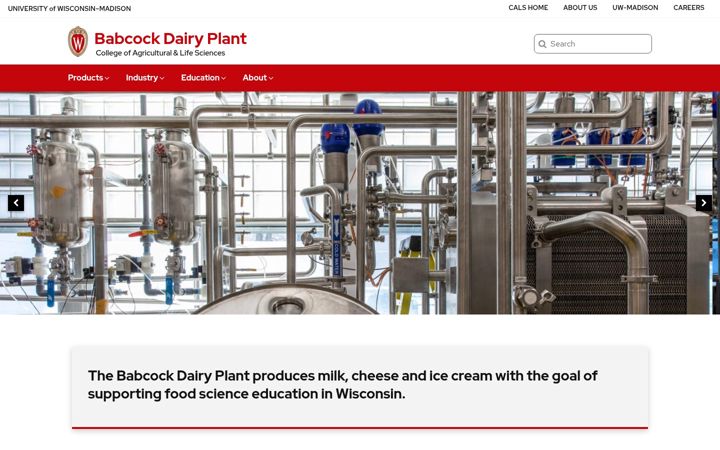 Screenshot of babcockhalldairyplant.wisc.edu