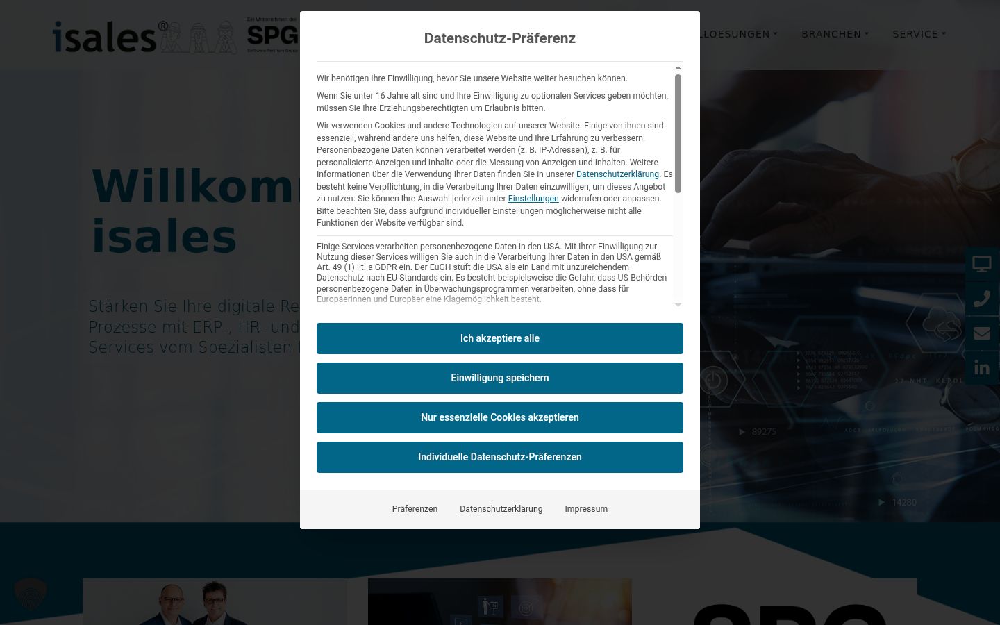 Screenshot of the consent banner shown before any interaction