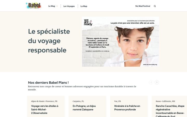 Screenshot of babel-voyages.com