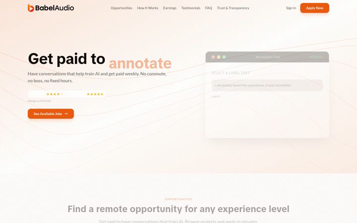 Screenshot of babel.audio