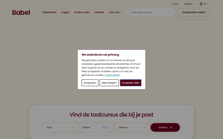 Екранна снимка на babel.nl