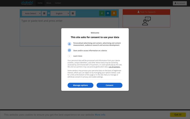 Screenshot of babelxl.com