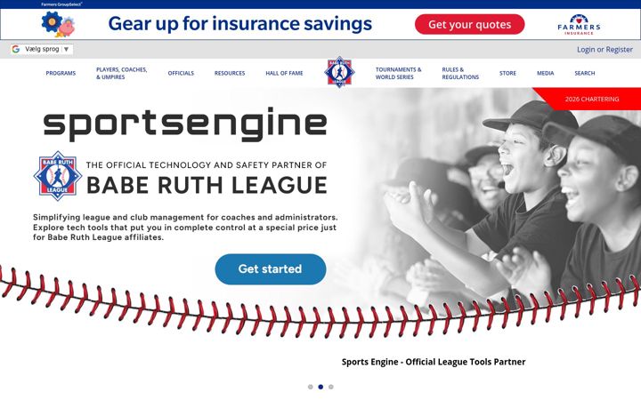 Screenshot of baberuthleague.org