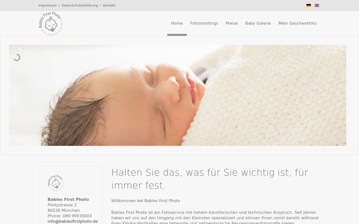 Екранна снимка на babiesfirstphoto.de
