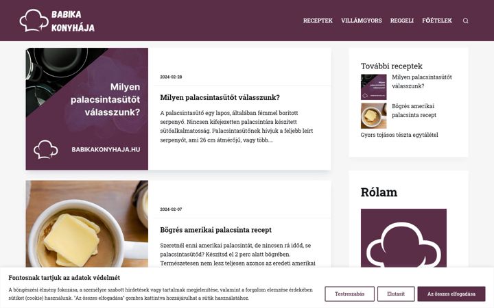 Screenshot of babikakonyhaja.hu