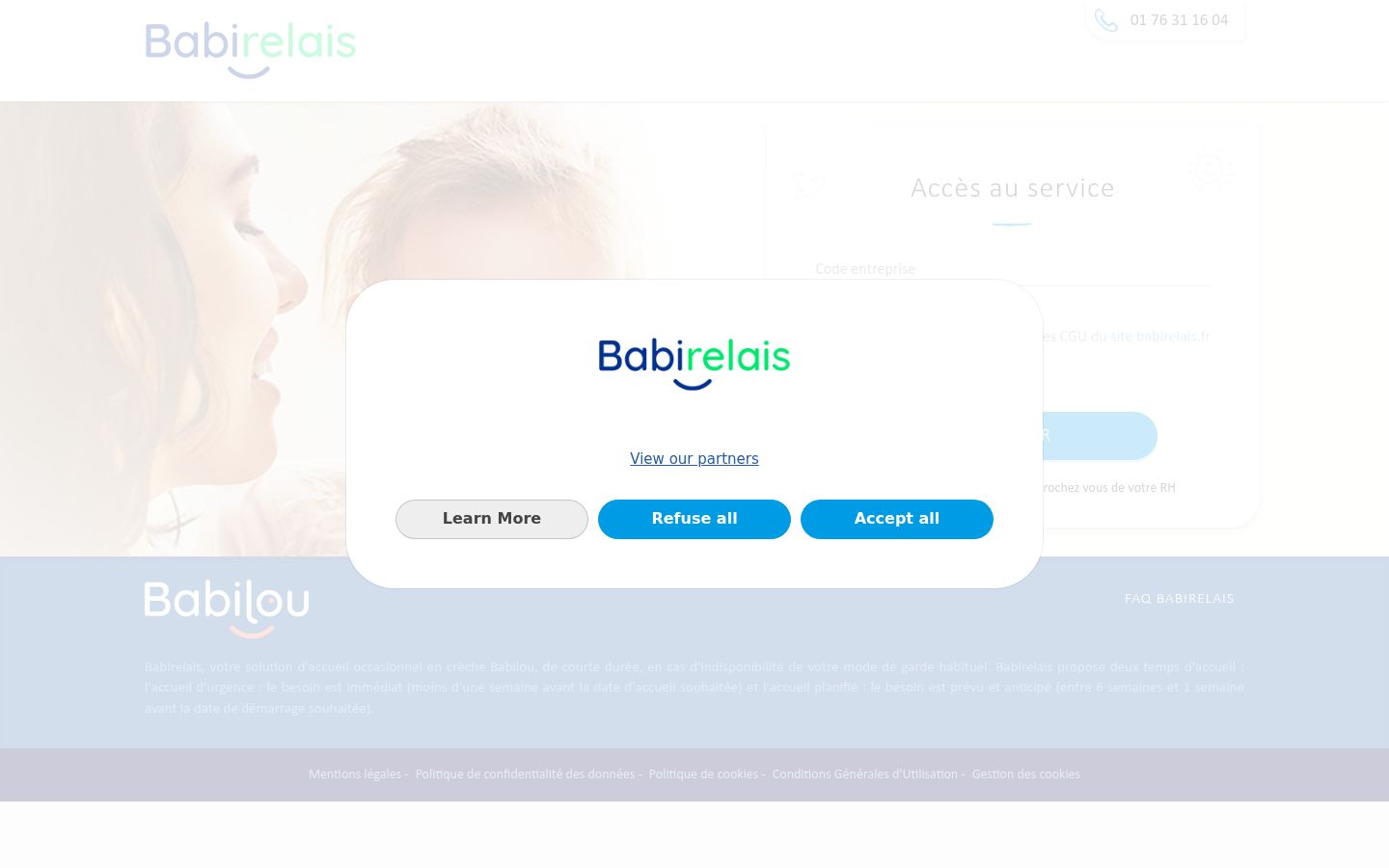 Screenshot of the consent banner shown before any interaction
