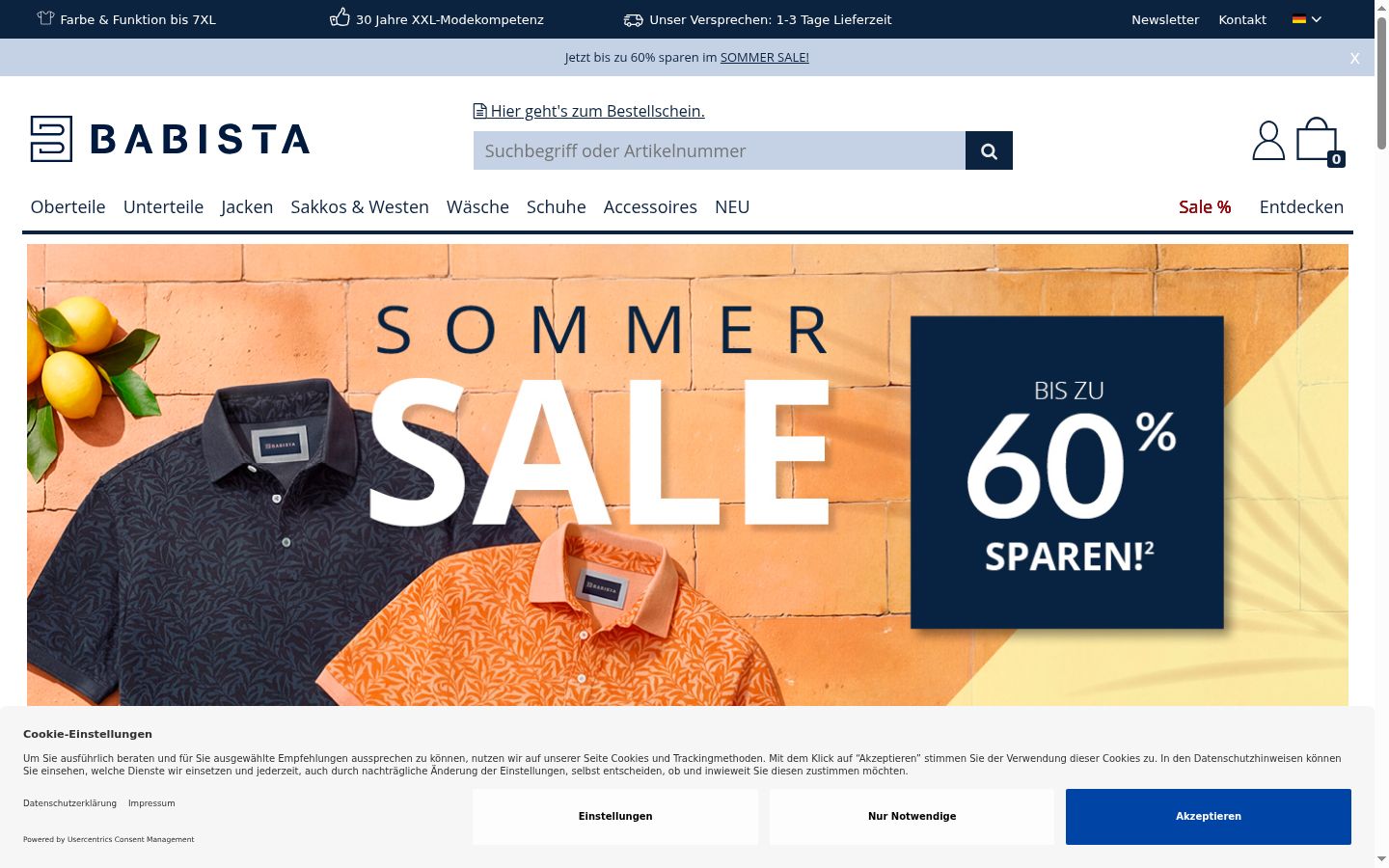 Screenshot del banner di consenso mostrato prima di qualsiasi interazione