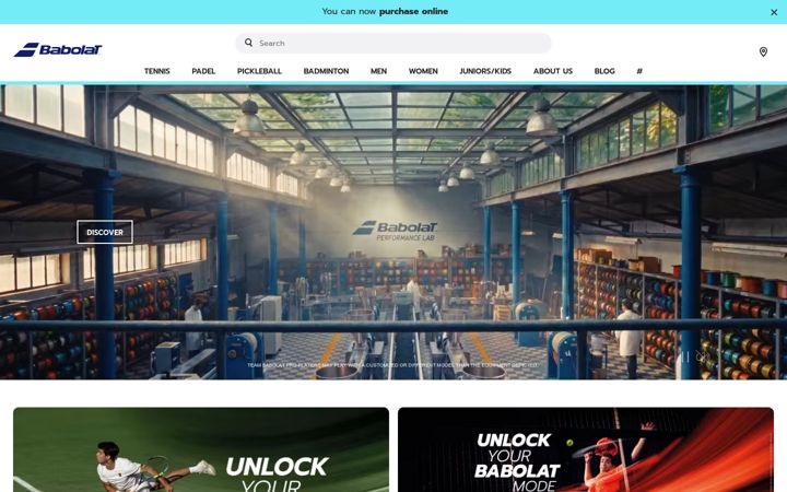 Screenshot of babolat.com