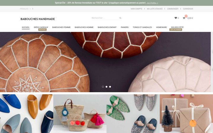 Screenshot of babouches-handmade.com