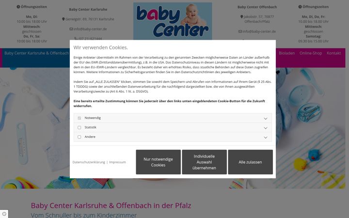 Snímek obrazovky baby-center.de