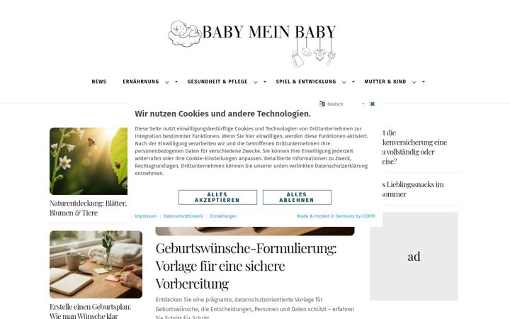 Snímek obrazovky baby-mein-baby.de